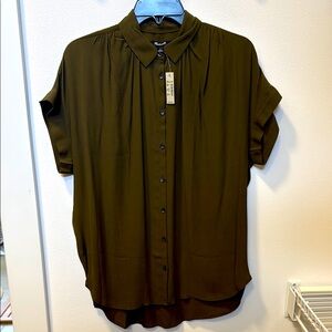 Madewell Women's Olive Green Button-Up Blouse